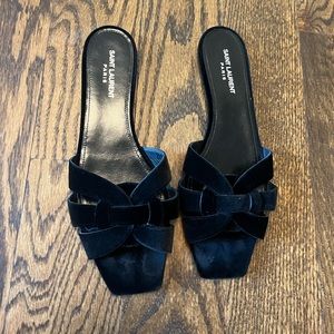 Saint Laurent Velvet Cutout Accent Slides